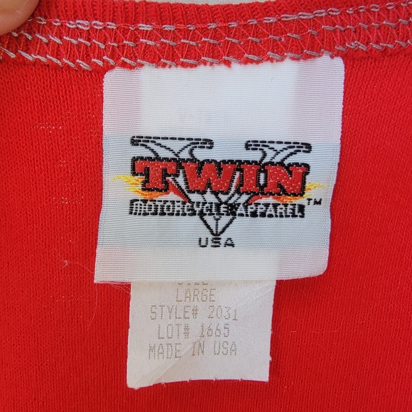 V-TWIN ♡ Red|Silver Mini Studded Embellished Bling FULL THROTTLE SALOON Tank L - Picture 12 of 14